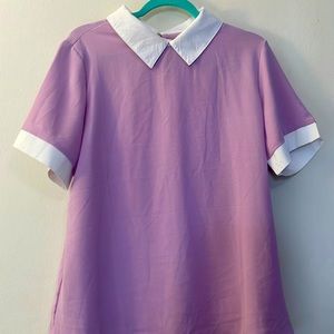 Shein Color Block Contrast Collar Blouse 💜